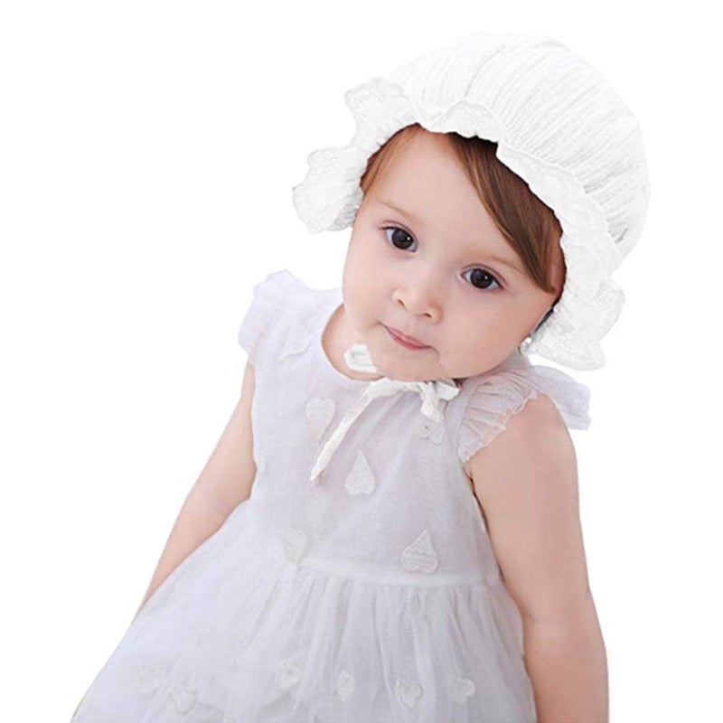 XYX Baby Girl Toddlers Breathable Lacy Bonnet Eyelet Cotton Adjustable Sun Protection Hat - Image 2